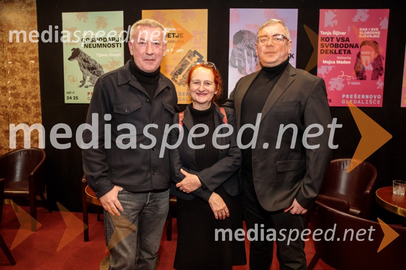  Ivica Buljan, režiser;  Marinka Poštrak, dramaturginja, Prešernovo gledališče Kranj;  Robert Waltl, direktor, Mini teaterRazodetje, premiera, Prešernovo gledališče Kranj