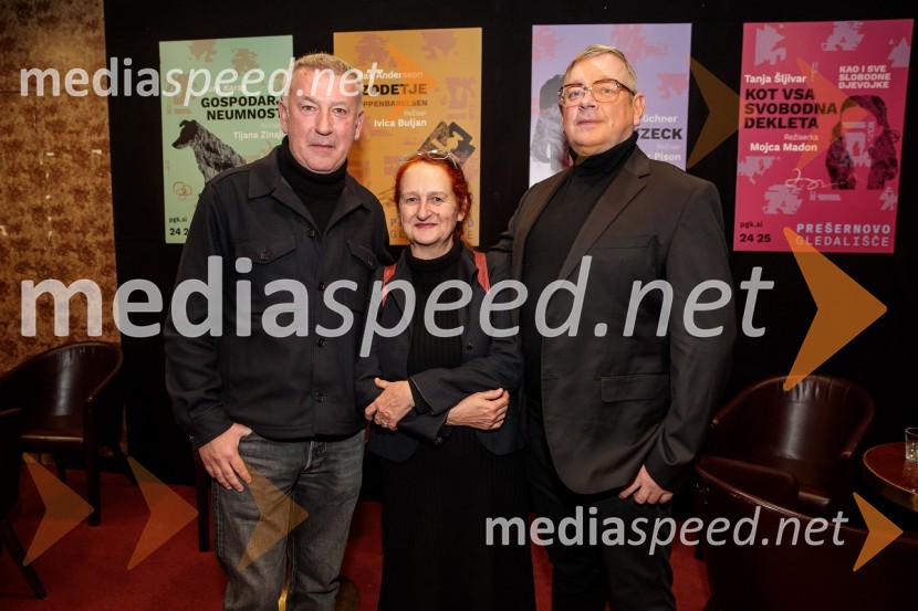  Ivica Buljan, režiser;  Marinka Poštrak, dramaturginja, Prešernovo gledališče Kranj;  Robert Waltl, direktor, Mini teaterRazodetje, premiera, Prešernovo gledališče Kranj