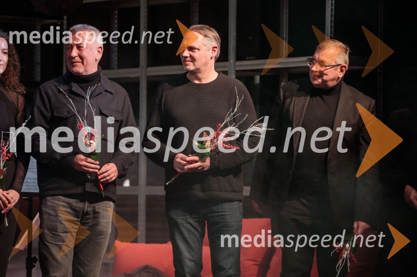  Ivica Buljan, režiser;  Mattias Andersson, igralec, režiser in dramatik;  Robert Waltl, direktor, Mini teaterRazodetje, premiera, Prešernovo gledališče Kranj