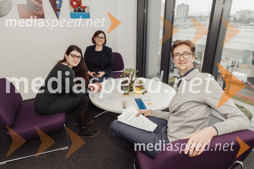  Kaja Bračič;  Nomi  Hrast,  prorektorica za študentska vprašanja;  Anej IrgoličHorus in Adrastos 2024, podelitev nagrad