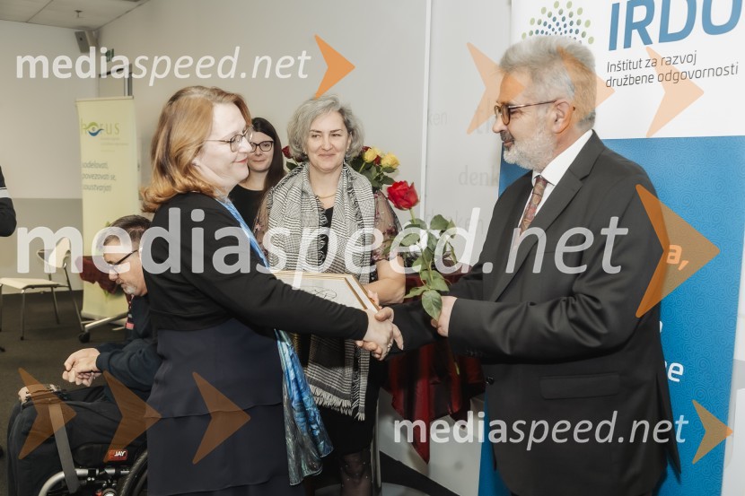  Špelca Rudolf, Zveza društev diabetikov Slovenije; mag. Natalie Cvikl Postružnik, Insights, Ltd.;  ... Horus in Adrastos 2024, podelitev nagrad