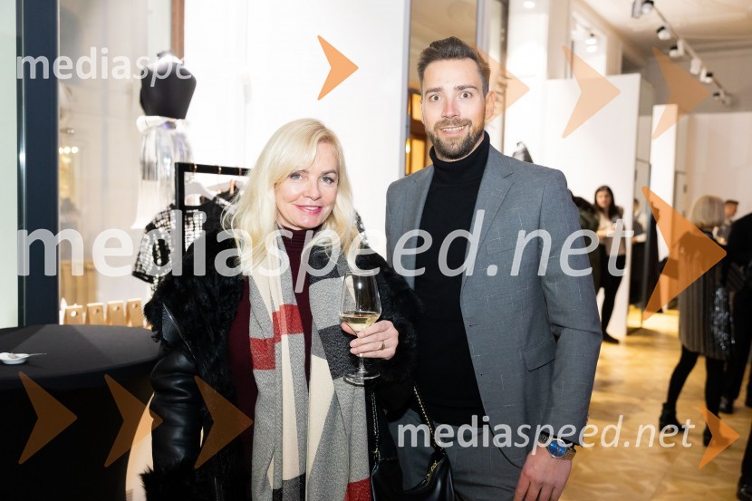  Andreja  Medvedič, lastnica in direktorica Sense Wellness Cluba;  Nejc RavnikarAsko odprl svoj prvi showroom v Sloveniji z modnim oblikovalcem Maticem Velerjem