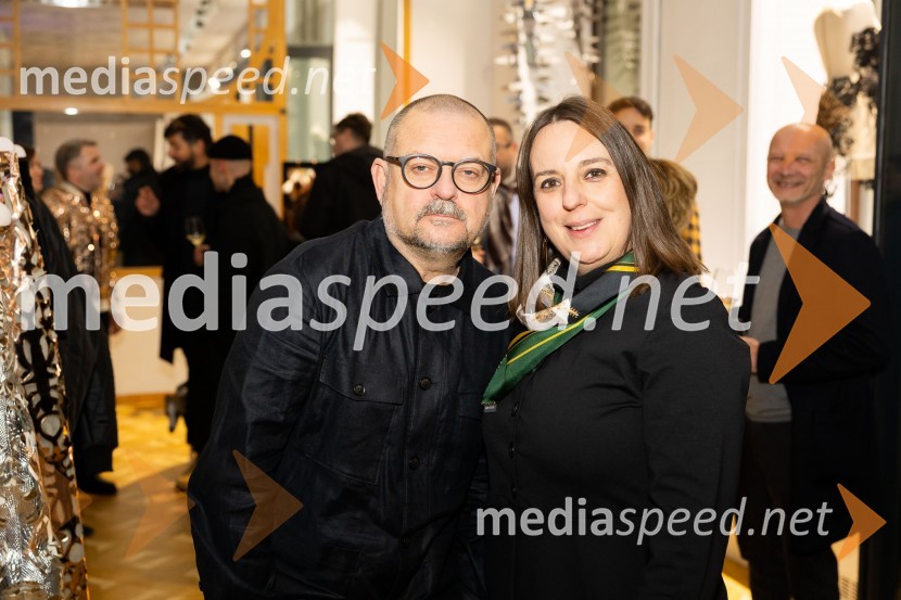  Aleš Čakš, novinar, urednik Goodlife;  Barbara PokornyAsko odprl svoj prvi showroom v Sloveniji z modnim oblikovalcem Maticem Velerjem