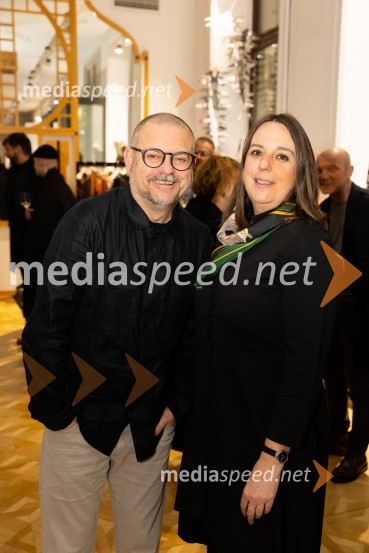  Aleš Čakš, novinar, urednik Goodlife;  Barbara PokornyAsko odprl svoj prvi showroom v Sloveniji z modnim oblikovalcem Maticem Velerjem