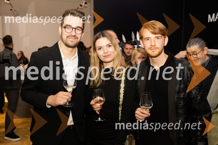  Žiga Obolnar, Harvey Norman Slovenija;  Žanin Tamše, April8;  Matic Veler, modni oblikovalecAsko odprl svoj prvi showroom v Sloveniji z modnim oblikovalcem Maticem Velerjem