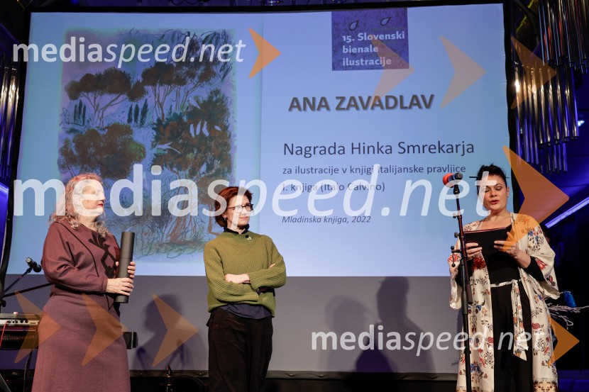  Tanja Mastnak;  Ana Zavadlav, ilustratorka;  Pia Zemljič, igralka15. Slovenski bienale ilustracije, odprtje razstave