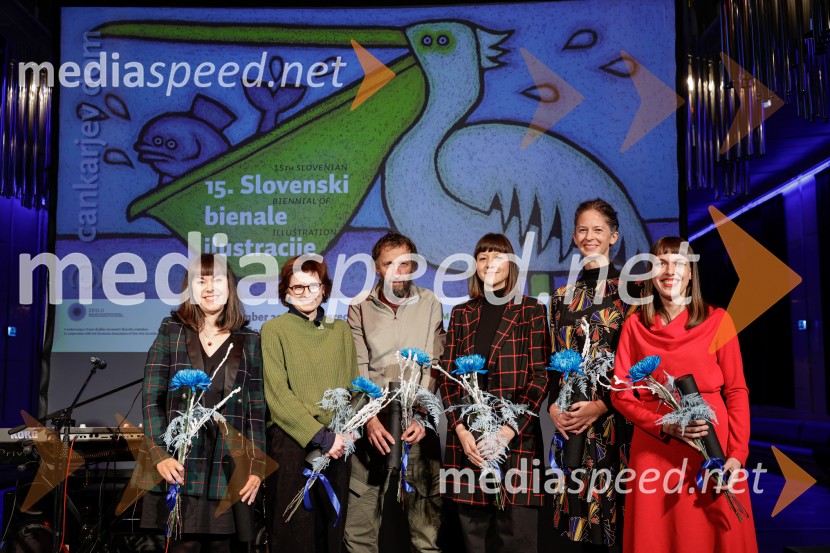  Eva Mlinar, ilustratorka;  Ana Zavadlav, ilustratorka;  Damijan Stepančič, ilustrator in slikar;  Maša P. Žmitek, ilustratorka;  Tina Volarič, ilustratorka;  Lea Vučko, oblikovalka vizualnih komunikacij15. Slovenski bienale ilustracije, odprtje razstave