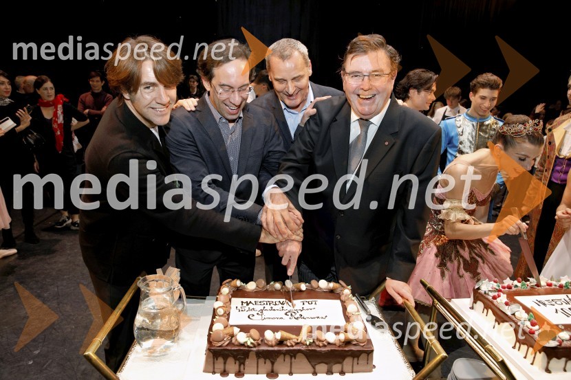  Edward Clug, umetniški direktor, Balet SNG Maribor;  Simon Krečič, umetniški direktor Opere SNG Maribor;  Danilo Rošker, direktor SNG Maribor;  Simon Robinson, dirigentHrestač, jubilejna stota izvedba, SNG Maribor