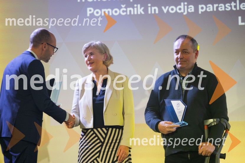  Luka Steiner, predsednik, Smučarska zveza Slovenije;  Andreja Gorjup;   Franček  Gorazd Tiršek, slovenski paraolimpijec in strelecParašportnik leta 2024