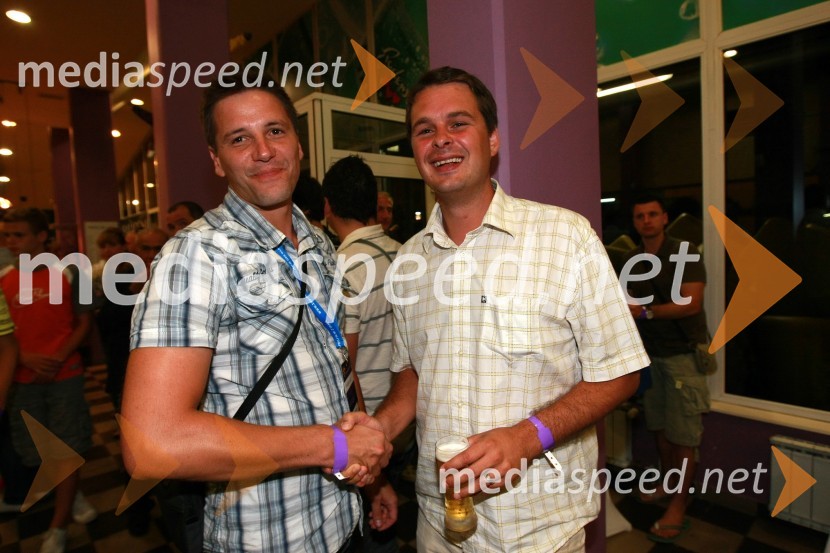 Stipe Jerič, direktor produkcije in strateškega razvoja RTS in Ahac Pinter, direktor trženja in prodaje Hit Šentilj d.dPovratna tekma 2. kroga kvalifikacij za Ligo prvakov, NK Maribor - FC Wit Georgia