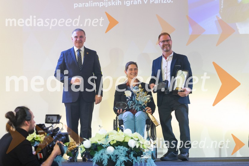  Marko Lotrič, predsednik, Državni svet;   Živa Lavrinc, paralokostrelka;  Dejan  Fabčič, slovenski paraolimpijec, parakajakašParašportnik leta 2024
