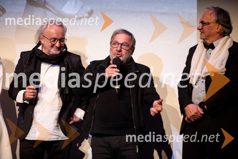  Peter Bratuša, režiser;  Bojan Emeršič, igralec;  ... Babica gre na jug, svečana premiera digitalizirane klasike in poklon Vinciju Vogueu Anžlovarju