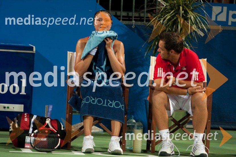 Dinara Safina, teniška igralka in njen trener Željko KrajanSlovenian open 2009, finale