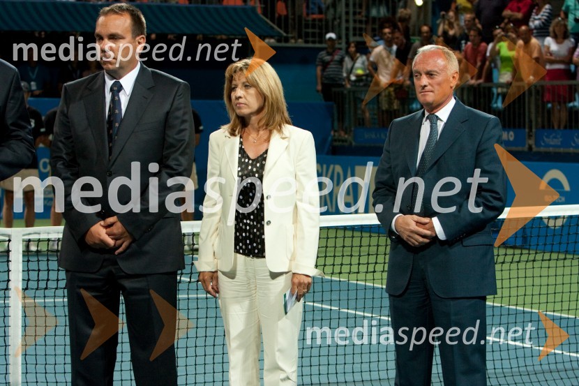 Andrej Bizjak, direktor Banka Koper Slovenia Open, Mima Jaušovec, nekdanja kapetanka slovenske ženske teniške reprezentance in Ezio Salvai, predsednik uprave Banke KoperSlovenian open 2009, finale