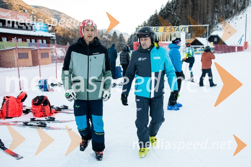  Andrej  Šporn, nekdanji smučar;  Tomaž Šušteršič, generalni sekretar organizacijskega komiteja PlanicaNovinarska konferenca OK Kranjska Gora ob robu FIS snežne kontrole