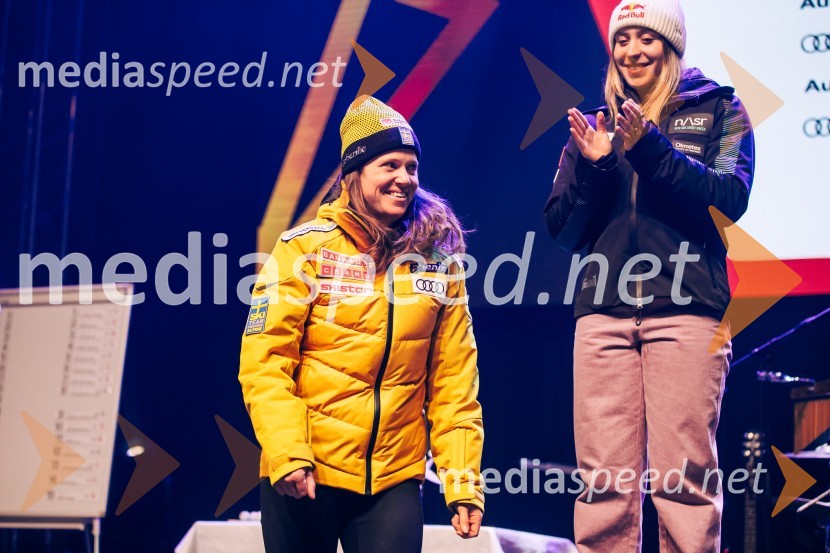  Sara Hector, smučarka (Švedska);  Lara Colturi, smučarka (Albanija)Sobotna podelitev in žreb, Svetovni pokal v alpskem smučanju za ženske Kranjska Gora 2025