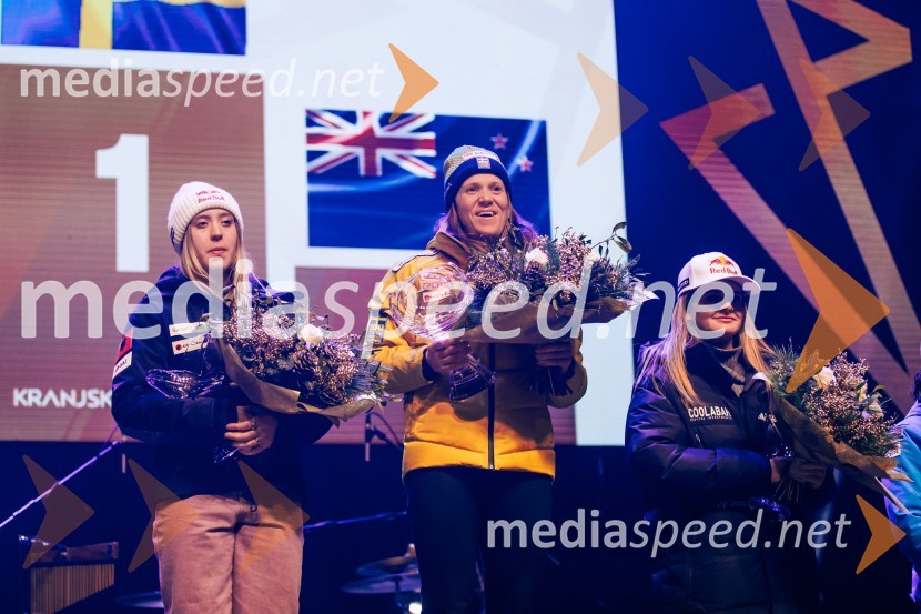  Lara Colturi, smučarka (Albanija);  Sara Hector, smučarka (Švedska);  Alice Robinson, smučarka (Novazelendija)Sobotna podelitev in žreb, Svetovni pokal v alpskem smučanju za ženske Kranjska Gora 2025