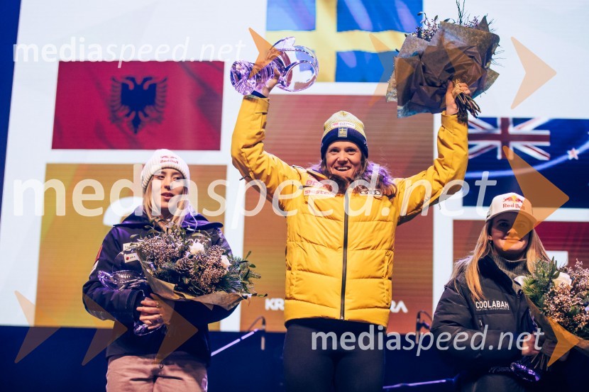  Lara Colturi, smučarka (Albanija);  Sara Hector, smučarka (Švedska);  Sara Hector, smučarka (Švedska)Sobotna podelitev in žreb, Svetovni pokal v alpskem smučanju za ženske Kranjska Gora 2025