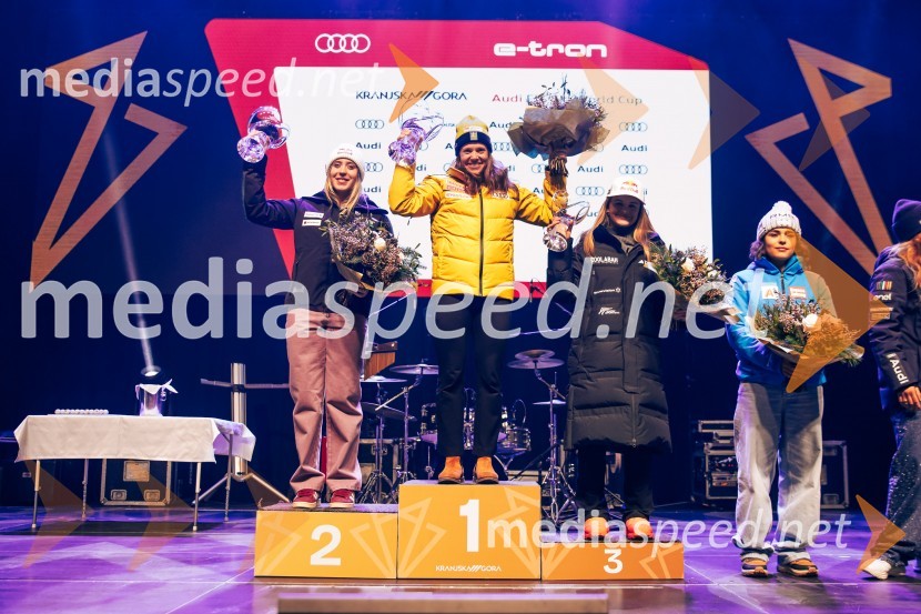  Lara Colturi, smučarka (Albanija);  Sara Hector, smučarka (Švedska);  Alice Robinson, smučarka (Novazelendija);  Julia Scheib, smučarka (Avstrija)Sobotna podelitev in žreb, Svetovni pokal v alpskem smučanju za ženske Kranjska Gora 2025