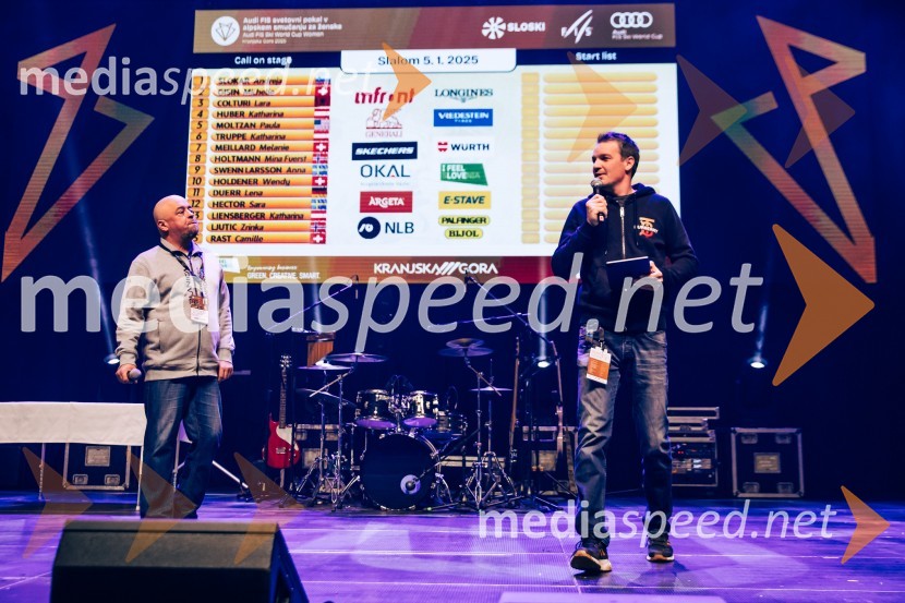  Mitja Šeško, moderator prireditev Sobotna podelitev in žreb, Svetovni pokal v alpskem smučanju za ženske Kranjska Gora 2025