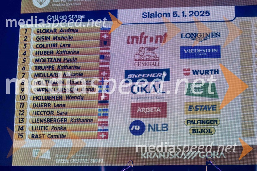 Sobotna podelitev in žreb, Svetovni pokal v alpskem smučanju za ženske Kranjska Gora 2025