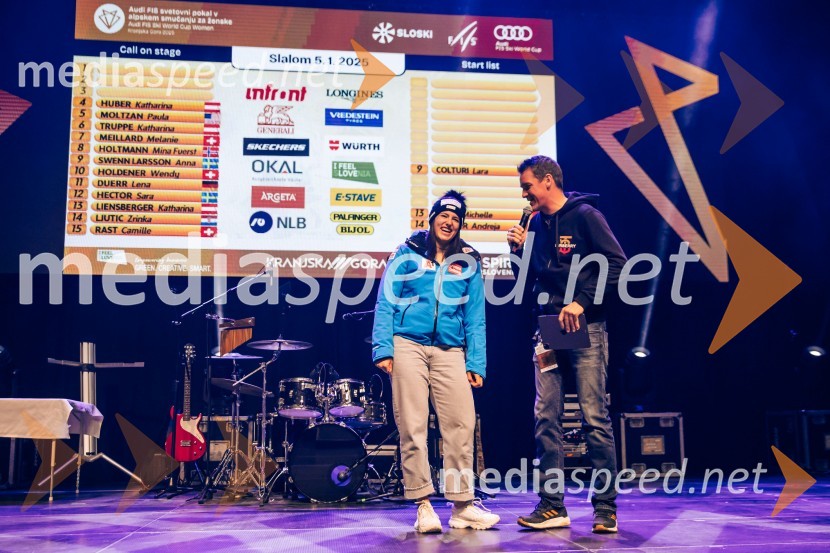  ... ;  Mitja Šeško, moderator prireditev Sobotna podelitev in žreb, Svetovni pokal v alpskem smučanju za ženske Kranjska Gora 2025