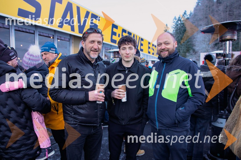  Klemen Boštjančič, minister za finance;  Amon Boštjančič;  Boštjan Gorjup, pred. Gospodarske zbornice RS, nekdanji direktor podjetja BSH Hišni aparati NazarjeSvetovni pokal v alpskem smučanju za ženske Kranjska Gora 2025, VIP druženje sobota