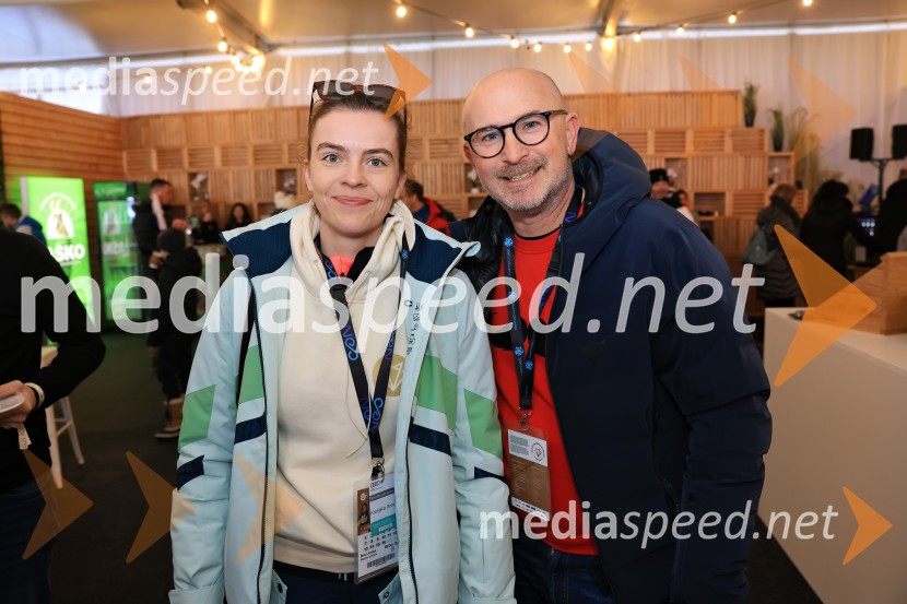  Jerneja Brecl, Smučarska zveza Slovenije;  Anže Bašelj, voditeljSvetovni pokal v alpskem smučanju za ženske Kranjska Gora 2025, VIP druženje nedelja