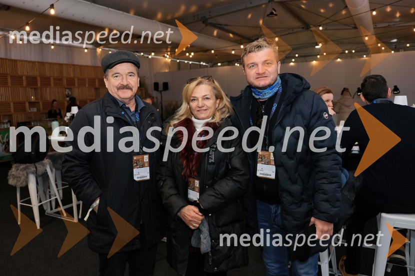  Ludvik Špan, direktor Špan d.o.o.;  Ida Špan;  Damjan Špan, Špan d.o.o.Svetovni pokal v alpskem smučanju za ženske Kranjska Gora 2025, VIP druženje nedelja