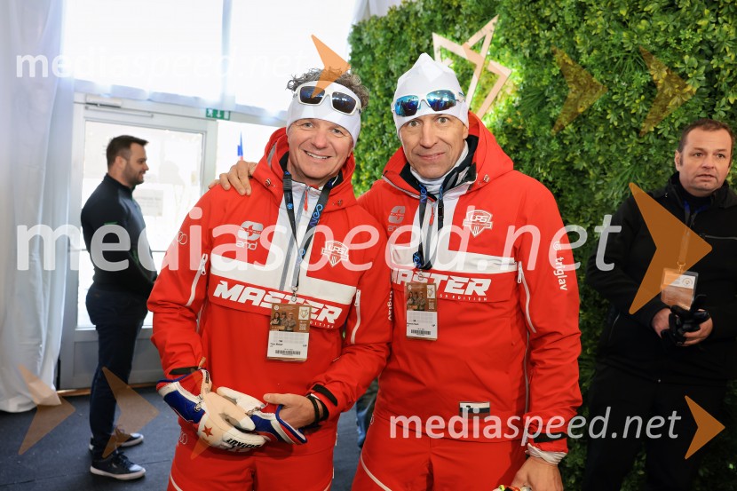  Matjaž Tičar, lastnik Hotela Triangel in trgovin Topdom;  Sandi Murovec - Muri ,  kreator OI oblačilSvetovni pokal v alpskem smučanju za ženske Kranjska Gora 2025, VIP druženje nedelja