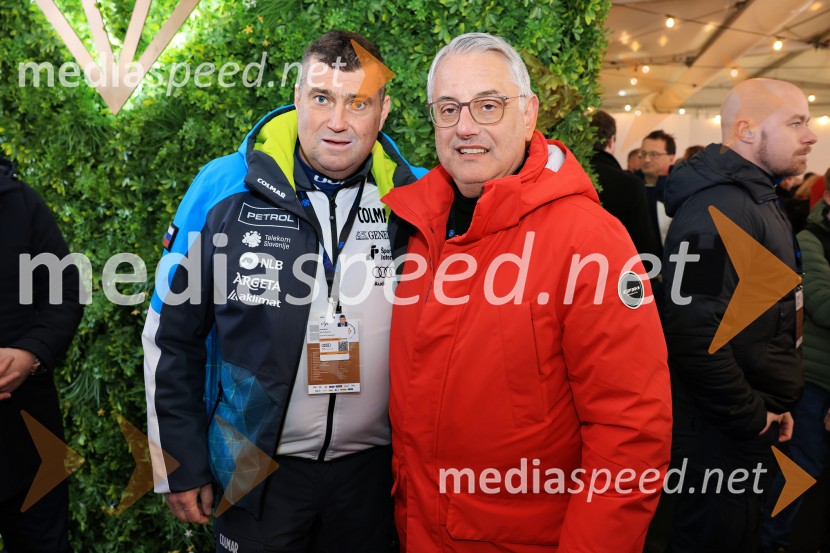  Janez Bijol,  direktor podjetja Bijol d.o.o., predsednik Zbora alpskih disciplin, Smučarska zveza Slovenije;  Matjaž Han, minister za gospodarstvo, turizem in športSvetovni pokal v alpskem smučanju za ženske Kranjska Gora 2025, VIP druženje nedelja
