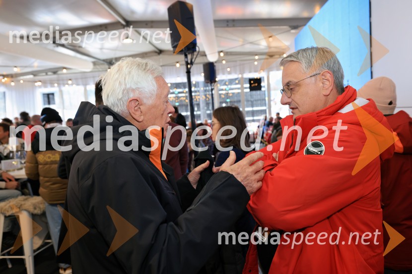  Tone Vogrinec, športni in smučarski funkcionar;  Matjaž Han, minister za gospodarstvo, turizem in športSvetovni pokal v alpskem smučanju za ženske Kranjska Gora 2025, VIP druženje nedelja