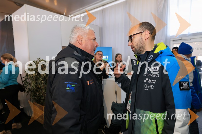  Grega  Benedik, nekdanji smučar;  Luka Steiner, predsednik, Smučarska zveza SlovenijeSvetovni pokal v alpskem smučanju za ženske Kranjska Gora 2025, VIP druženje nedelja