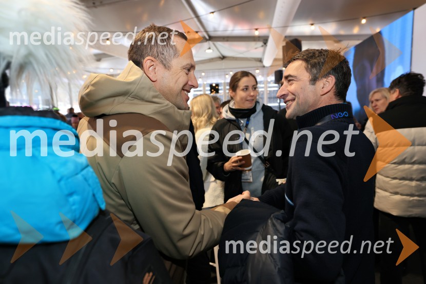  Jure Košir, nekdanji smučar; dr. Franci Petek, nekdanji smučarski skakalec in nekdanji direktor SZSSvetovni pokal v alpskem smučanju za ženske Kranjska Gora 2025, VIP druženje nedelja