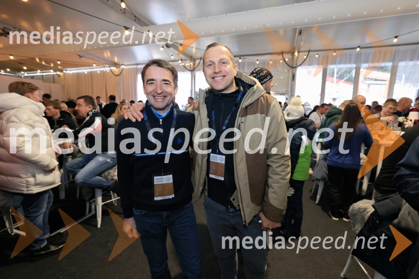 dr. Franci Petek, nekdanji smučarski skakalec in nekdanji direktor SZS;  Jure Košir, nekdanji smučarSvetovni pokal v alpskem smučanju za ženske Kranjska Gora 2025, VIP druženje nedelja