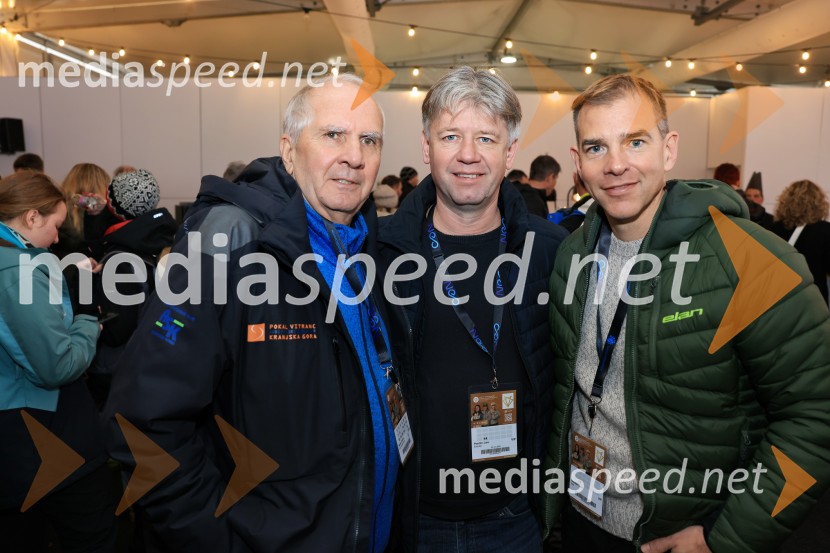  Srečko Medven, generalni sekretar pokala Vitranc;  Jure Pezdirc, Alpe Adria Booking;  Leon Korošec, Direktor zimsko-športne divizije, Podpredsednik skupine ElanSvetovni pokal v alpskem smučanju za ženske Kranjska Gora 2025, VIP druženje nedelja