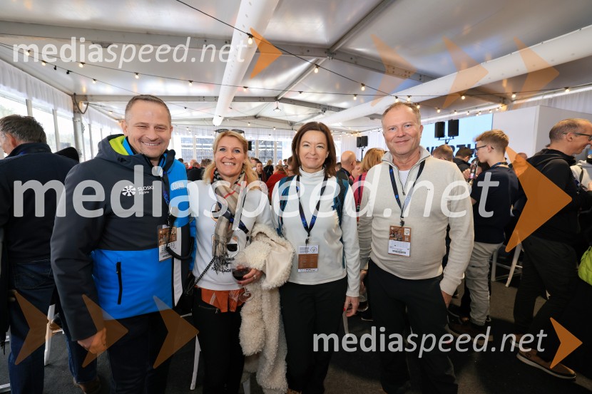  Tomaž Šušteršič, generalni sekretar organizacijskega komiteja Planica;  ... ;  Tanja Fajon, podpredsednica vlade in ministrica za zunanje zadeve;  Veit-Ulrich Braun, novinarSvetovni pokal v alpskem smučanju za ženske Kranjska Gora 2025, VIP druženje nedelja