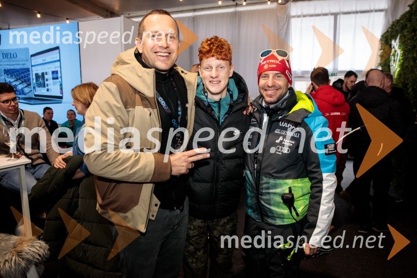  Jure Košir, nekdanji smučar;  Maks Grubelnik, sin Draga Grubelnika;  Rene Mlekuž, nekdanji smučarSvetovni pokal v alpskem smučanju za ženske Kranjska Gora 2025, VIP druženje nedelja