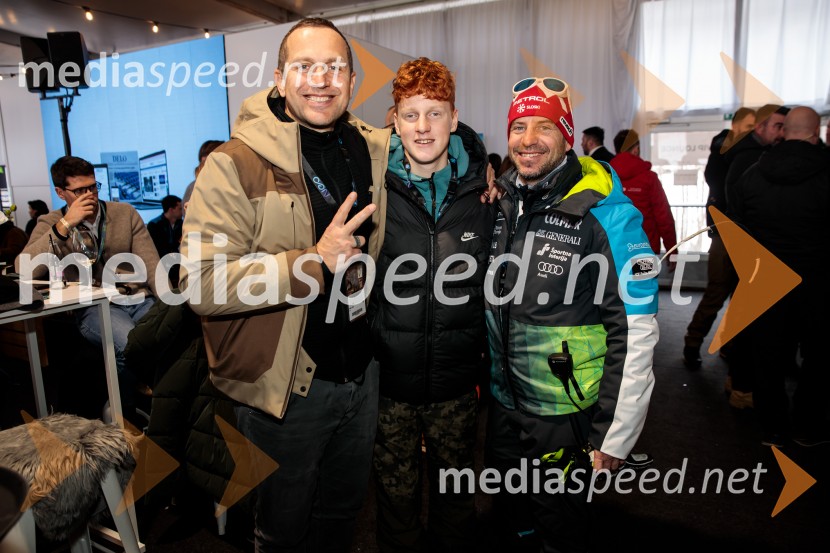  Maks Grubelnik, sin Draga Grubelnika;  Jure Košir, nekdanji smučar;  Rene Mlekuž, nekdanji smučarSvetovni pokal v alpskem smučanju za ženske Kranjska Gora 2025, VIP druženje nedelja