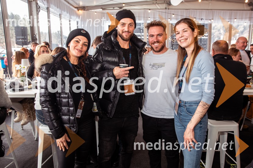  Tjaša Perko, kaskaderka in blogerka;  Rok Perko, nekdanji alpski smučar;  Miha Hrobat, alpski smučar;   Lana PetekSvetovni pokal v alpskem smučanju za ženske Kranjska Gora 2025, VIP druženje nedelja