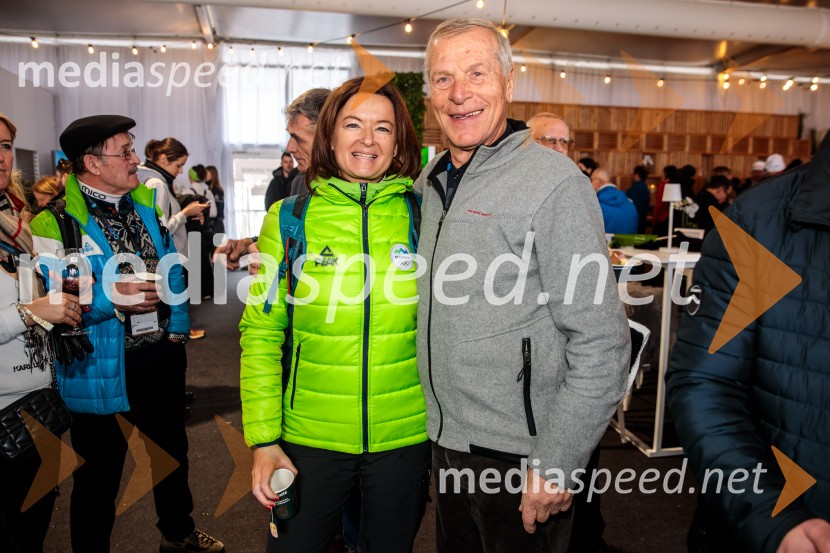  Tanja Fajon, podpredsednica vlade in ministrica za zunanje zadeve;  Janez Čadež, nekdanji generalni direktor RTV SLOSvetovni pokal v alpskem smučanju za ženske Kranjska Gora 2025, VIP druženje nedelja