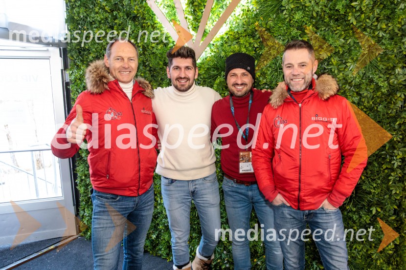  Jože Potrebuješ, skupina Čuki;  Miha Novak, skupina Čuki;  Jernej Tozon, pevec, skupina Čuki;  Matjaž Končan, skupina ČukiSvetovni pokal v alpskem smučanju za ženske Kranjska Gora 2025, VIP druženje nedelja
