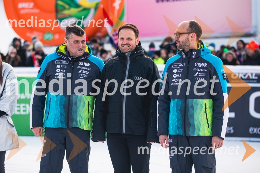  Janez Bijol,  direktor podjetja Bijol d.o.o., predsednik Zbora alpskih disciplin, Smučarska zveza Slovenije;  Franci Bolta, direktor znamke Audi pri podjetju Porsche Slovenija d.o.o.;  Luka Steiner, predsednik, Smučarska zveza SlovenijeSvetovni pokal v alpskem smučanju za ženske Kranjska Gora 2025, slalom