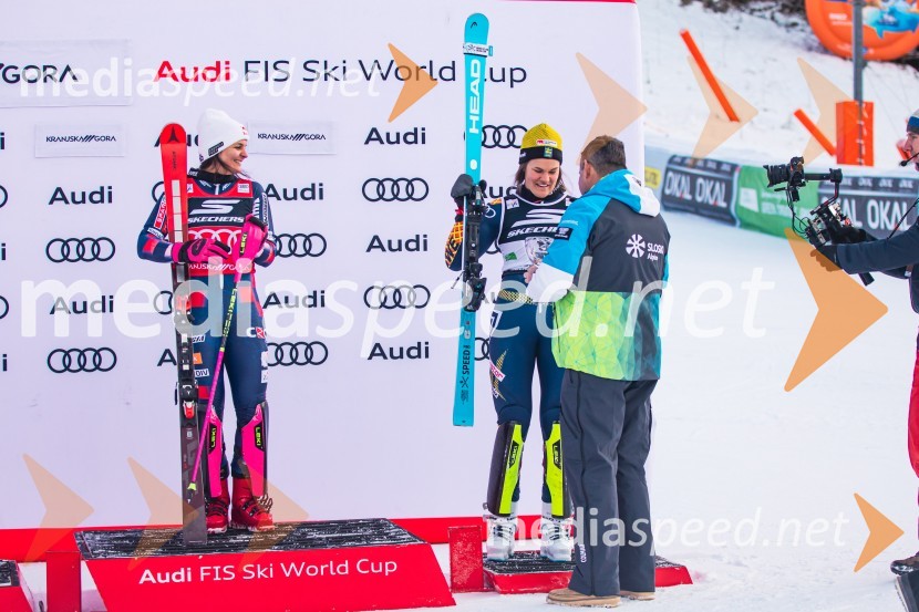  Zrinka Ljutić, smučarka (Hrvaška);  Anna Swenn Larsson, smučarka;  Janez Bijol,  direktor podjetja Bijol d.o.o., predsednik Zbora alpskih disciplin, Smučarska zveza SlovenijeSvetovni pokal v alpskem smučanju za ženske Kranjska Gora 2025, slalom