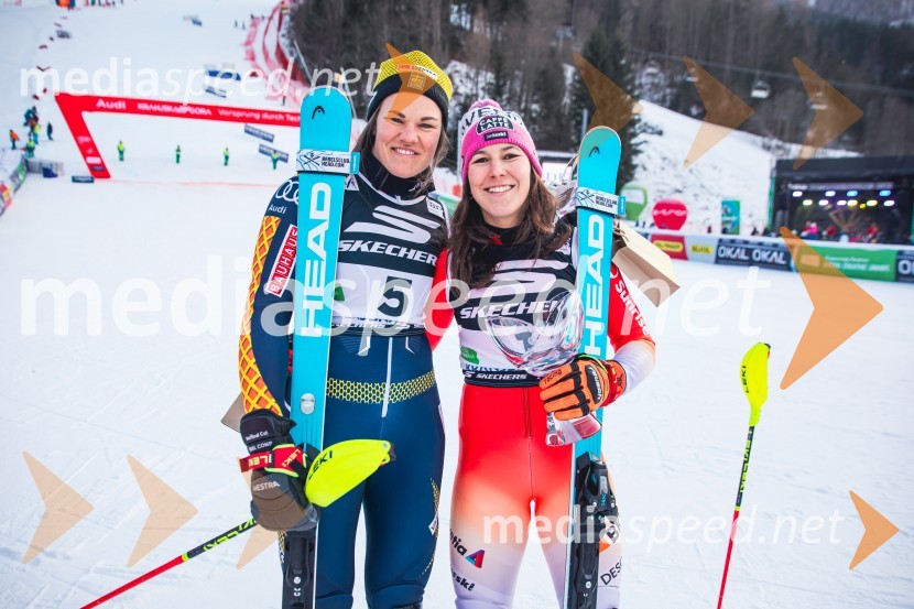  Anna Swenn Larsson, smučarka;  Wendy Holdener, smučarka (Švica)Svetovni pokal v alpskem smučanju za ženske Kranjska Gora 2025, slalom