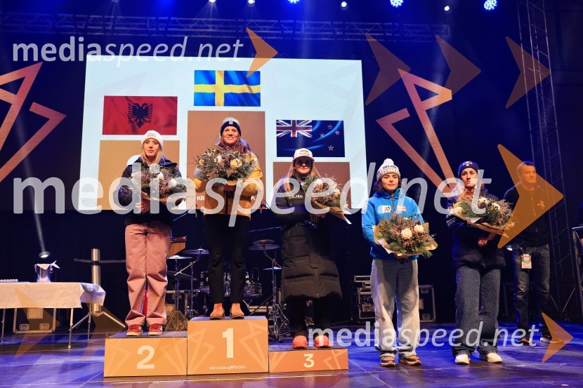  Lara Colturi, smučarka (Albanija);  Sara Hector, smučarka (Švedska);  Alice Robinson, smučarka (Novazelendija);  Julia Scheib, smučarka (Avstrija);  Sofia Goggia, smučarka (Italija)Sobotna podelitev in žreb, Svetovni pokal v alpskem smučanju za ženske Kranjska Gora 2025