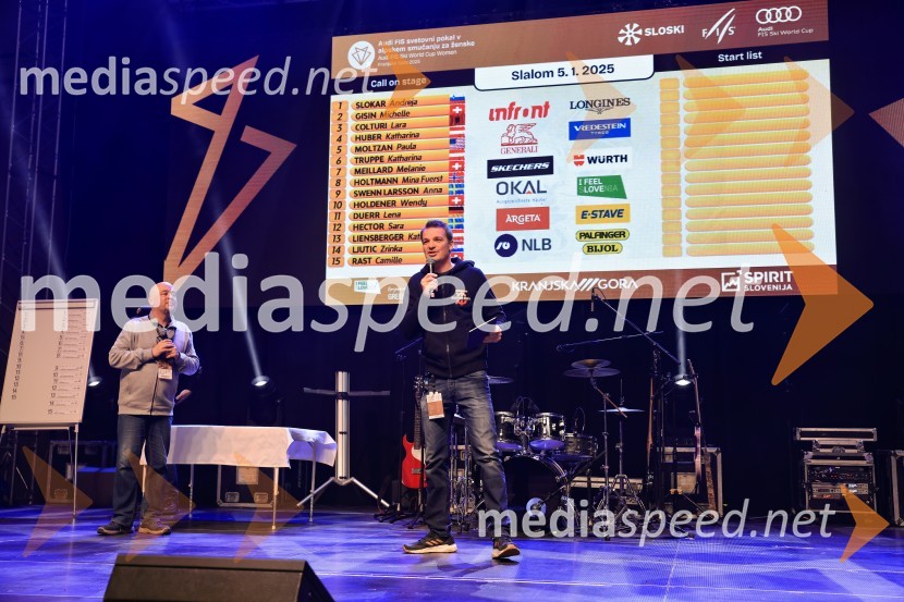  Mitja Šeško, moderator prireditev Sobotna podelitev in žreb, Svetovni pokal v alpskem smučanju za ženske Kranjska Gora 2025