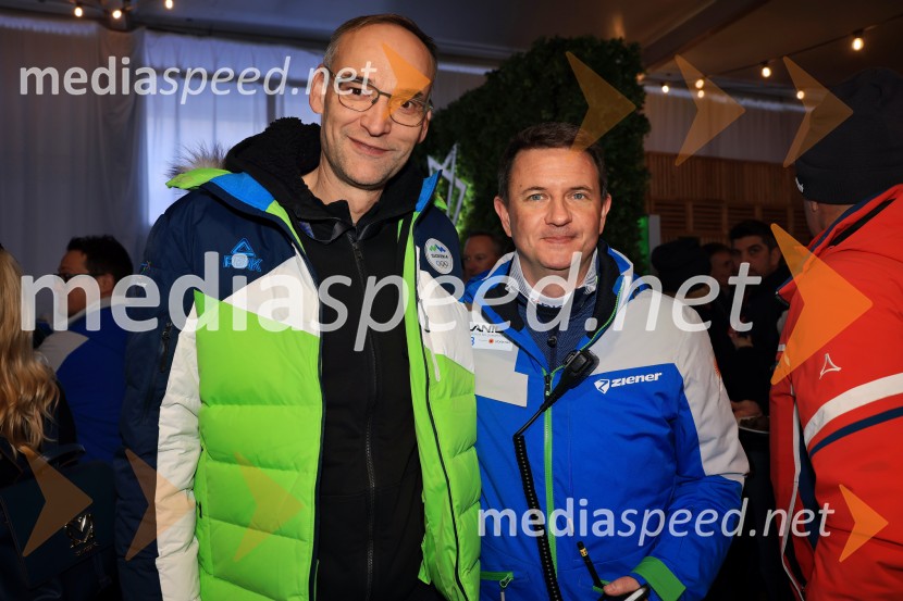  Aleksander Salkič, Pošta Slovenije;  Tomi Trbovc, PR, Smučarska zveza SlovenijeSvetovni pokal v alpskem smučanju za ženske Kranjska Gora 2025, VIP druženje sobota