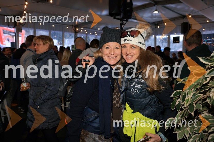  Urška Hrovat, nekdanja smučarka;  Špela Pretnar, nekdanja smučarka in predstavnica za odnose z javnostmi, Smučarska zveza Slovenije Svetovni pokal v alpskem smučanju za ženske Kranjska Gora 2025, VIP druženje sobota