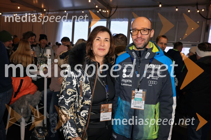  Barbara Kürner Čad, pravna zastopnica SZS;  Luka Steiner, predsednik, Smučarska zveza SlovenijeSvetovni pokal v alpskem smučanju za ženske Kranjska Gora 2025, VIP druženje sobota